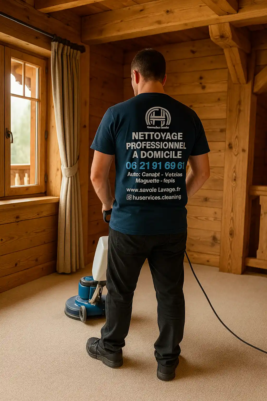 Nettoyage de moquette dans un chalet à Val d'Isère
